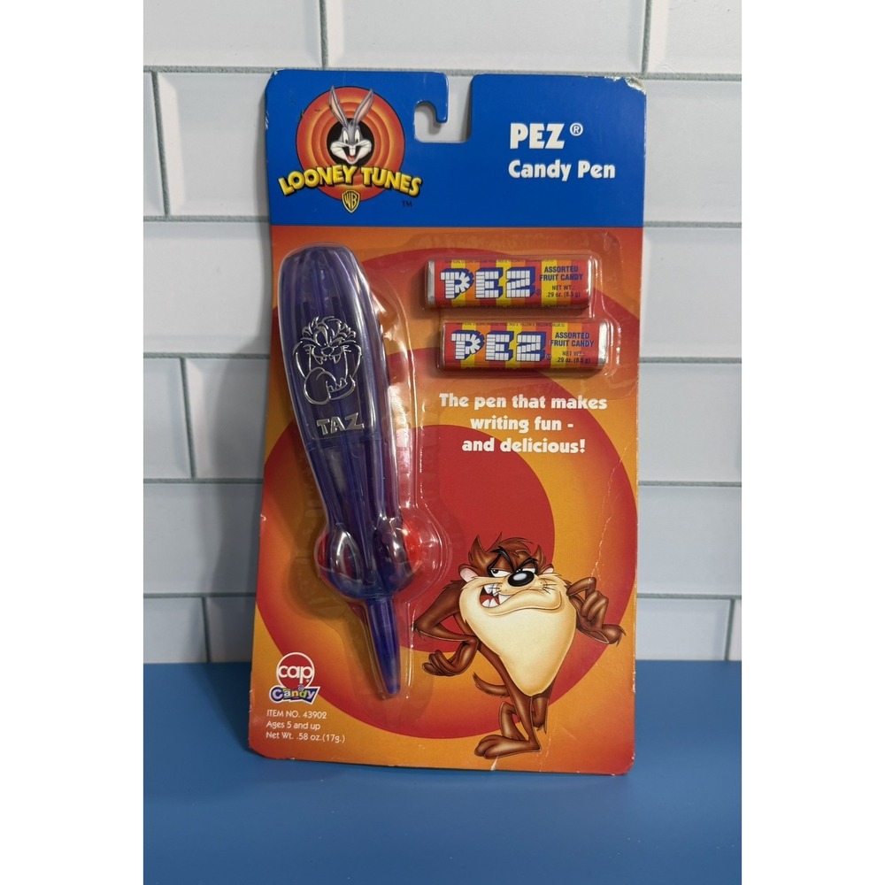 Pez Looney Tunes Candy Pen Taz Tasmanian Devil Cap Dispenser 1999 sealed
